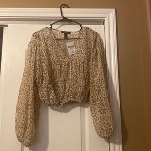 cheetah cropped blouse